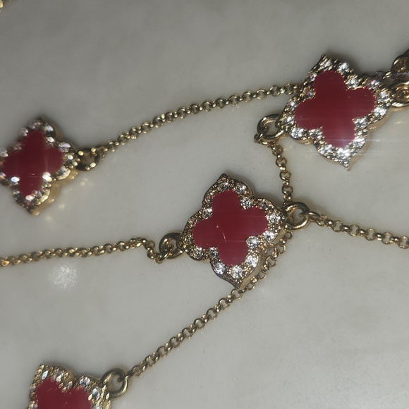 Neiman Marcus Swarovski look of van cleef 30inch red yellow gold 18k rhod plated - Picture 7 of 7